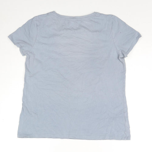 LTS Basic Womens Blue Cotton Basic T-Shirt Size L Round Neck
