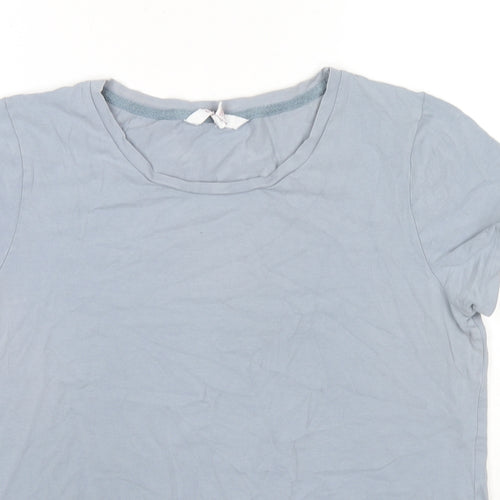 LTS Basic Womens Blue Cotton Basic T-Shirt Size L Round Neck