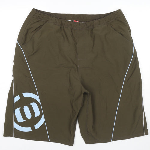 Animal Mens Brown Polyester Athletic Shorts Size 2XL L12 in Regular Drawstring - Swim Shorts Logo