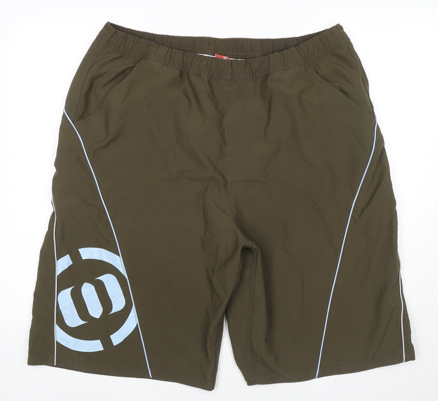 Animal Mens Brown Polyester Athletic Shorts Size 2XL L12 in Regular Drawstring - Swim Shorts Logo