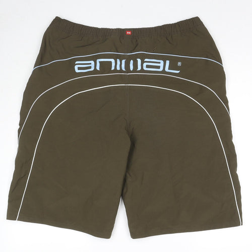 Animal Mens Brown Polyester Athletic Shorts Size 2XL L12 in Regular Drawstring - Swim Shorts Logo