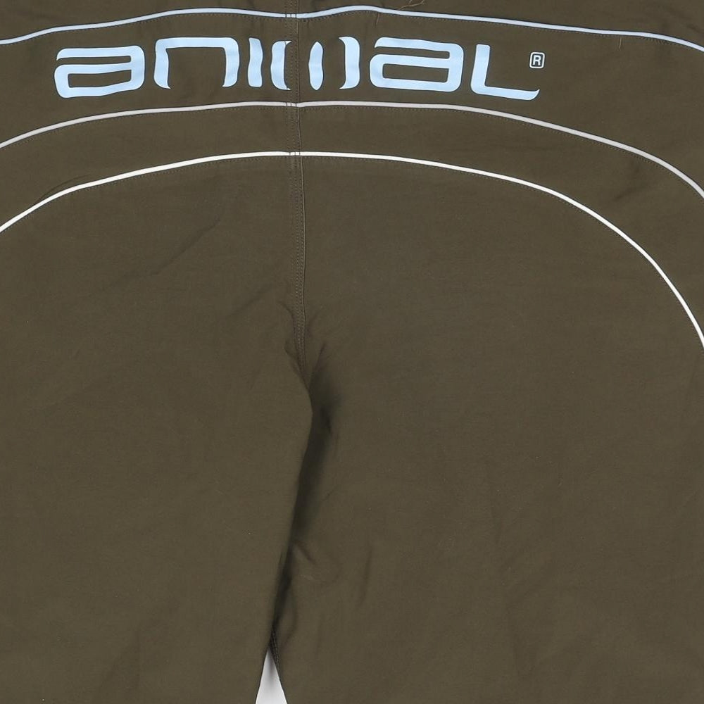Animal Mens Brown Polyester Athletic Shorts Size 2XL L12 in Regular Drawstring - Swim Shorts Logo