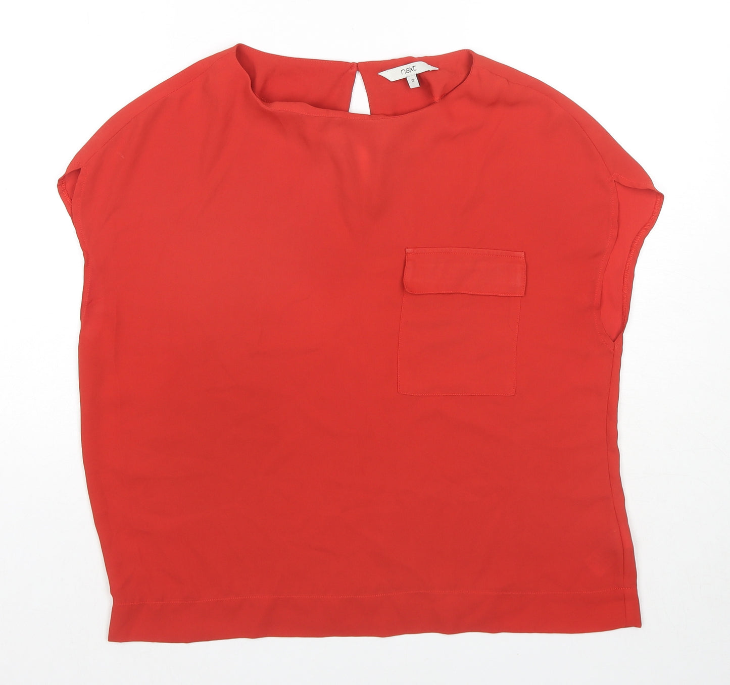 NEXT Womens Red Polyester Basic T-Shirt Size 12 Round Neck