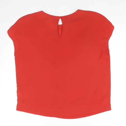 NEXT Womens Red Polyester Basic T-Shirt Size 12 Round Neck