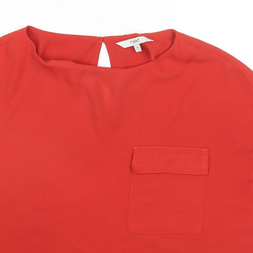 NEXT Womens Red Polyester Basic T-Shirt Size 12 Round Neck
