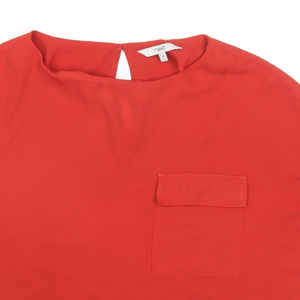 NEXT Womens Red Polyester Basic T-Shirt Size 12 Round Neck
