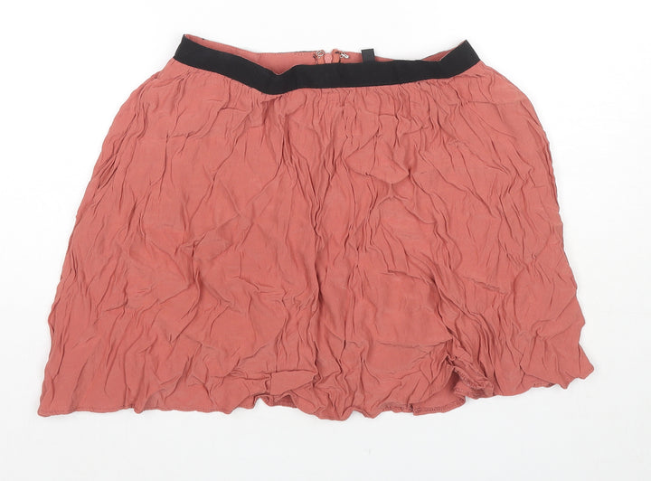 Topshop Womens Brown Viscose Pleated Skirt Size 10 Zip