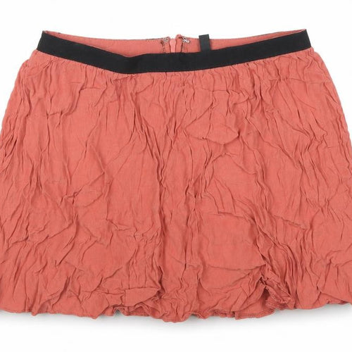 Topshop Womens Brown Viscose Pleated Skirt Size 10 Zip