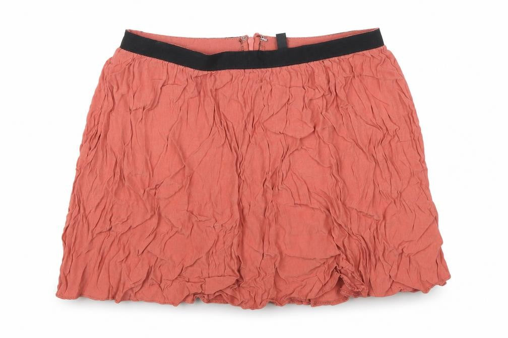 Topshop Womens Brown Viscose Pleated Skirt Size 10 Zip