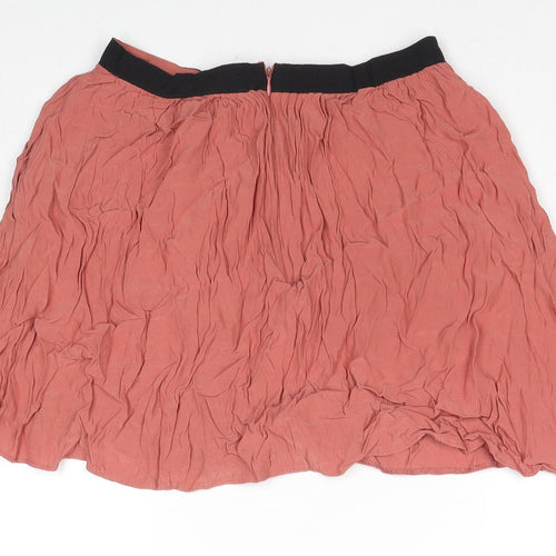 Topshop Womens Brown Viscose Pleated Skirt Size 10 Zip