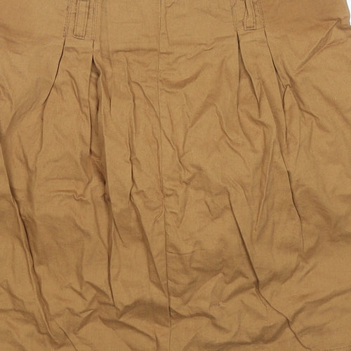 Topshop Womens Brown Cotton A-Line Skirt Size 12 Zip