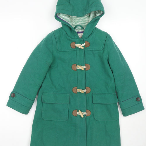 Mini Boden Girls Green Pea Coat Coat Size 6-7 Years Zip
