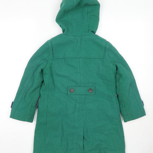 Mini Boden Girls Green Pea Coat Coat Size 6-7 Years Zip