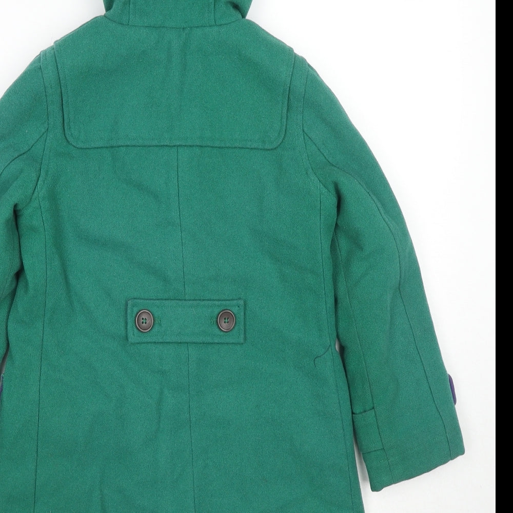 Mini Boden Girls Green Pea Coat Coat Size 6-7 Years Zip