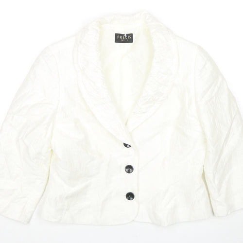Precis Womens White Jacket Blazer Size 12 Button