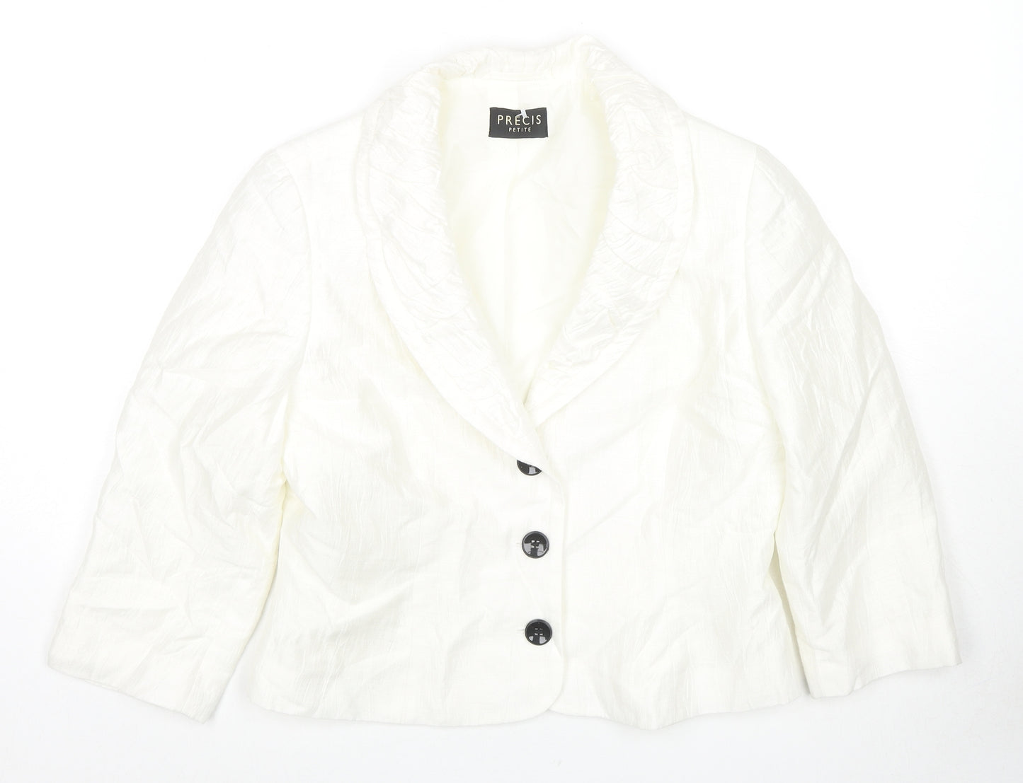 Precis Womens White Jacket Blazer Size 12 Button