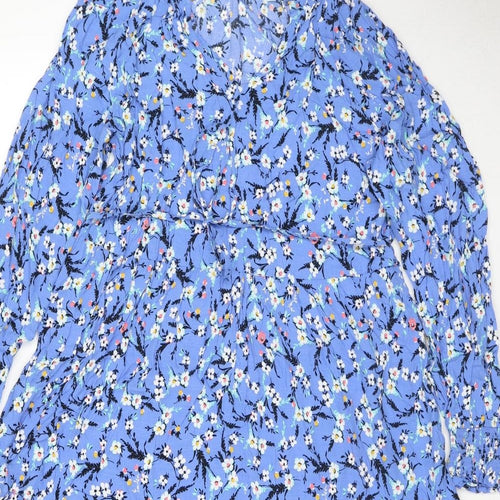 Marks and Spencer Womens Blue Viscose Maxi Size 14 V-Neck Pullover