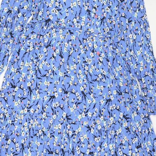 Marks and Spencer Womens Blue Viscose Maxi Size 14 V-Neck Pullover