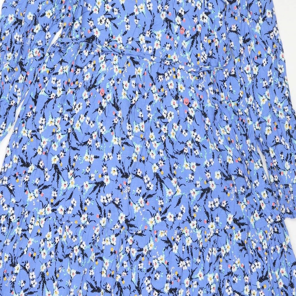 Marks and Spencer Womens Blue Viscose Maxi Size 14 V-Neck Pullover