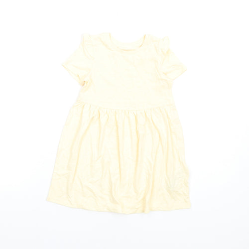 Marks and Spencer Girls Yellow Polyester Fit & Flare Size 2-3 Years Round Neck Pullover