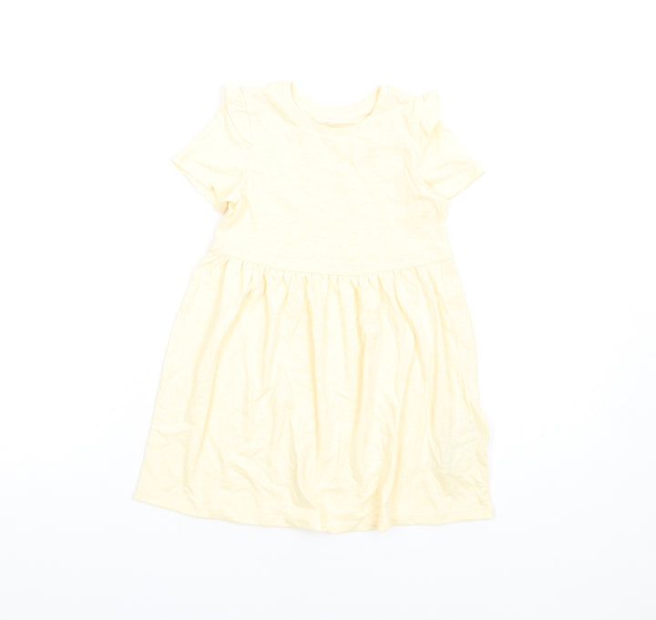 Marks and Spencer Girls Yellow Polyester Fit & Flare Size 2-3 Years Round Neck Pullover