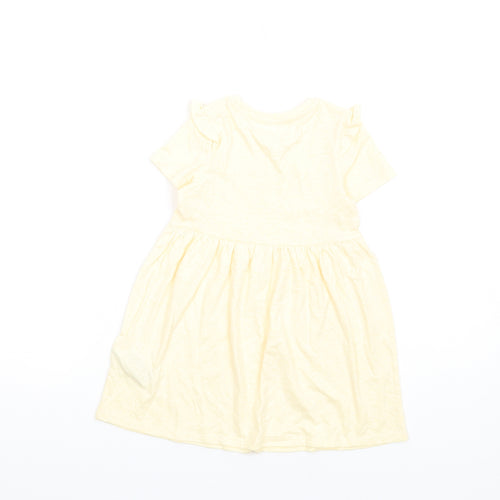 Marks and Spencer Girls Yellow Polyester Fit & Flare Size 2-3 Years Round Neck Pullover