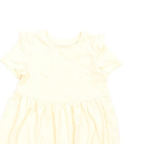 Marks and Spencer Girls Yellow Polyester Fit & Flare Size 2-3 Years Round Neck Pullover