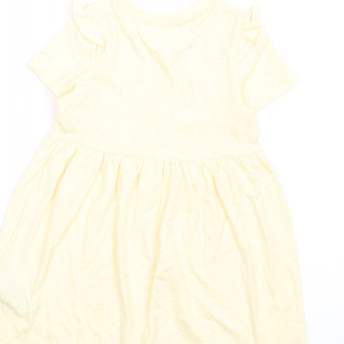 Marks and Spencer Girls Yellow Polyester Fit & Flare Size 2-3 Years Round Neck Pullover