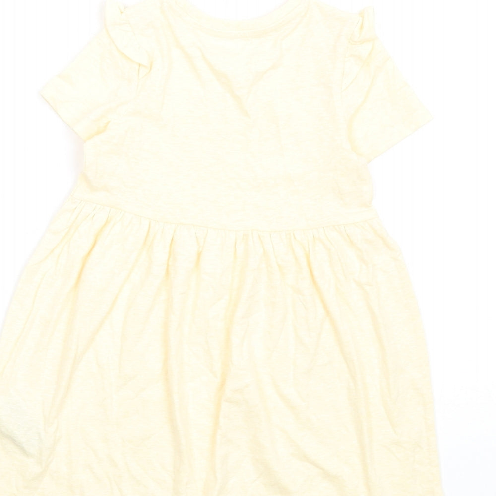 Marks and Spencer Girls Yellow Polyester Fit & Flare Size 2-3 Years Round Neck Pullover