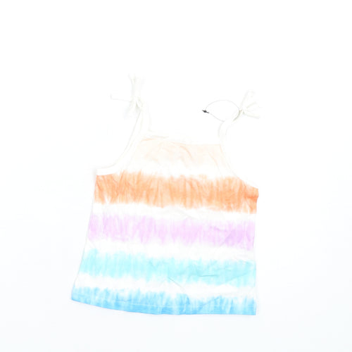 Marks and Spencer Girls Multicoloured Geometric Cotton Basic Tank Size 2-3 Years Square Neck Pullover