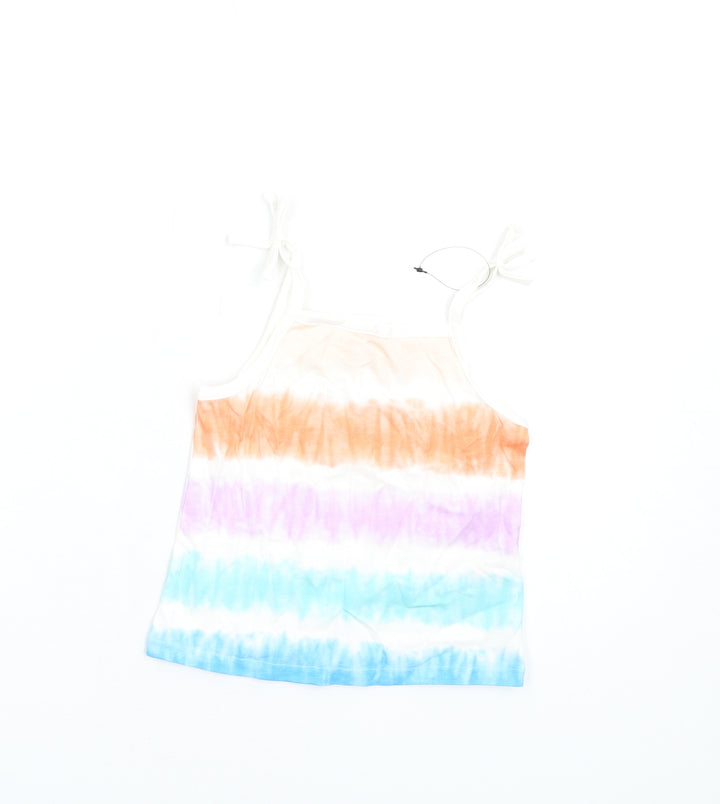 Marks and Spencer Girls Multicoloured Geometric Cotton Basic Tank Size 2-3 Years Square Neck Pullover