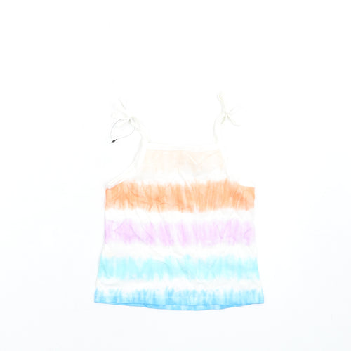 Marks and Spencer Girls Multicoloured Geometric Cotton Basic Tank Size 2-3 Years Square Neck Pullover