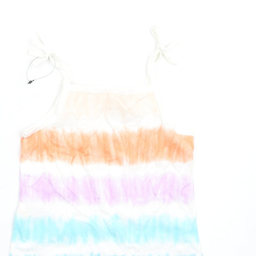 Marks and Spencer Girls Multicoloured Geometric Cotton Basic Tank Size 2-3 Years Square Neck Pullover