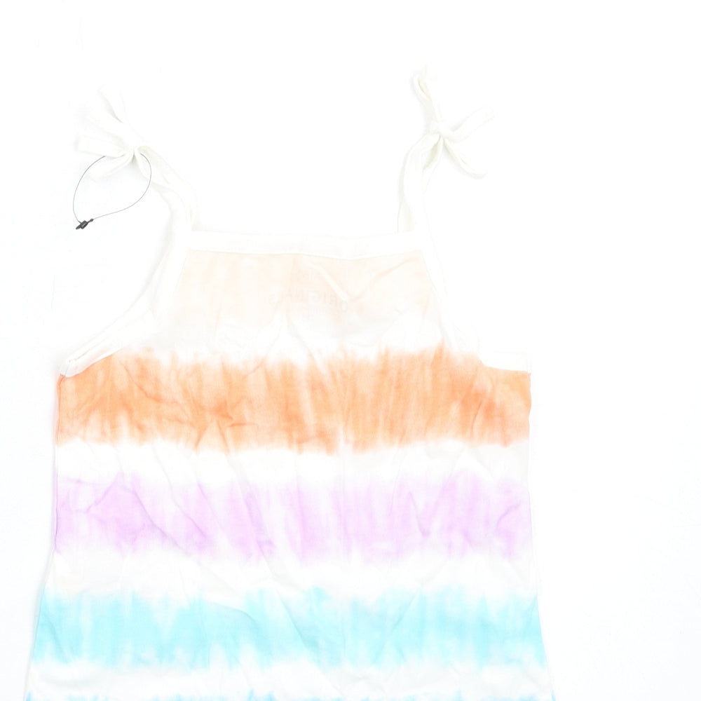 Marks and Spencer Girls Multicoloured Geometric Cotton Basic Tank Size 2-3 Years Square Neck Pullover