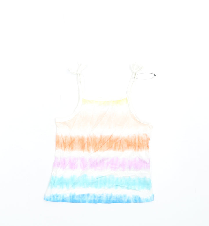 Marks and Spencer Girls Multicoloured Geometric Cotton Basic Tank Size 4-5 Years Square Neck Pullover