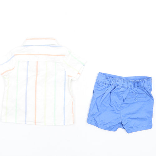 Marks and Spencer Boys Multicoloured Striped Cotton Shorts Set Outfit/Set Size 0-3 Months Button
