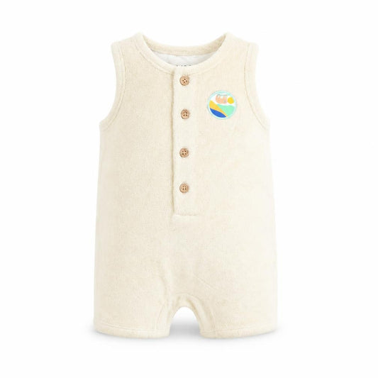 Marks and Spencer Baby Beige Cotton Romper One-Piece Size 0-3 Months Button