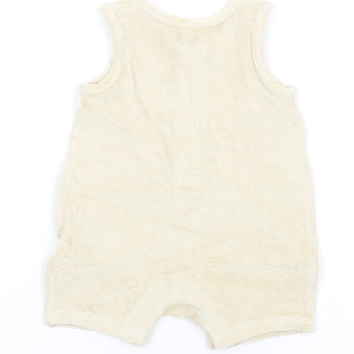 Marks and Spencer Baby Beige Cotton Romper One-Piece Size 0-3 Months Button