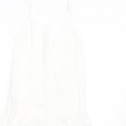 Marks and Spencer Girls White Cotton Trapeze & Swing Size 8-9 Years Round Neck Pullover