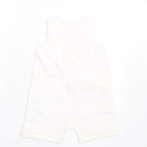 Marks and Spencer Girls White Cotton Romper One-Piece Size 12-18 Months Button