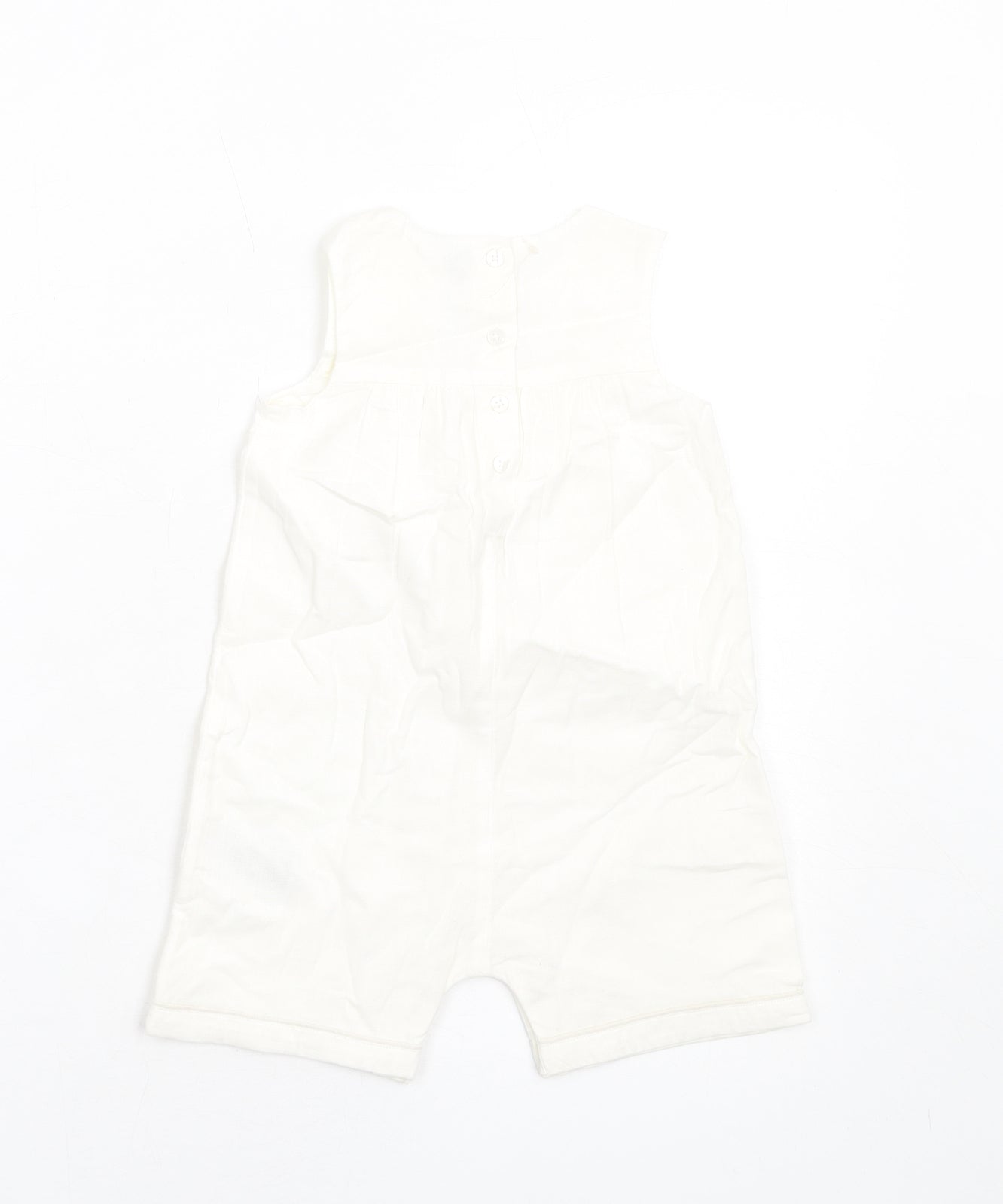 Marks and Spencer Girls White Cotton Romper One-Piece Size 12-18 Months Button
