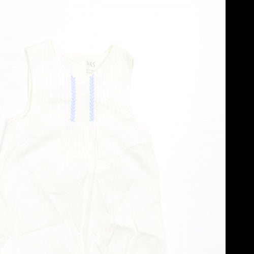 Marks and Spencer Girls White Cotton Romper One-Piece Size 12-18 Months Button