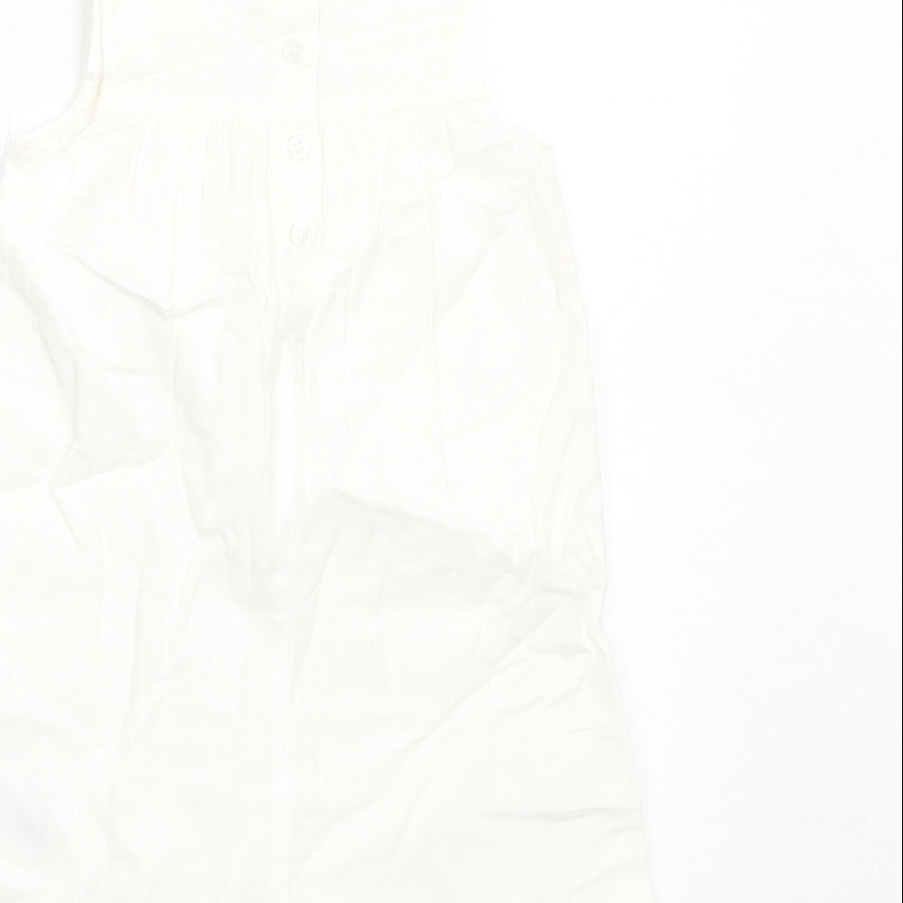 Marks and Spencer Girls White Cotton Romper One-Piece Size 12-18 Months Button