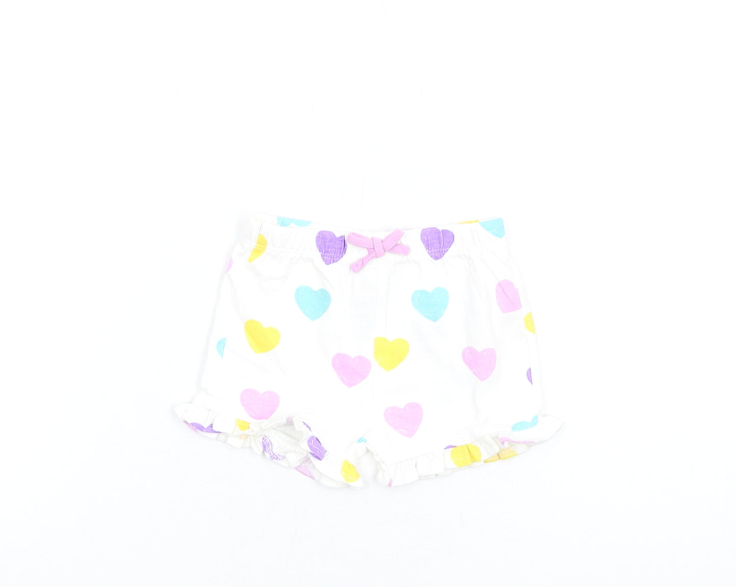 Marks and Spencer Girls Multicoloured Geometric Cotton Shorts Outfit/Set Size 3-6 Months Pullover - Heart