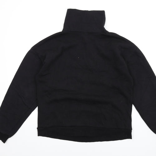Boohoo Womens Black Cotton Pullover Sweatshirt Size L Zip