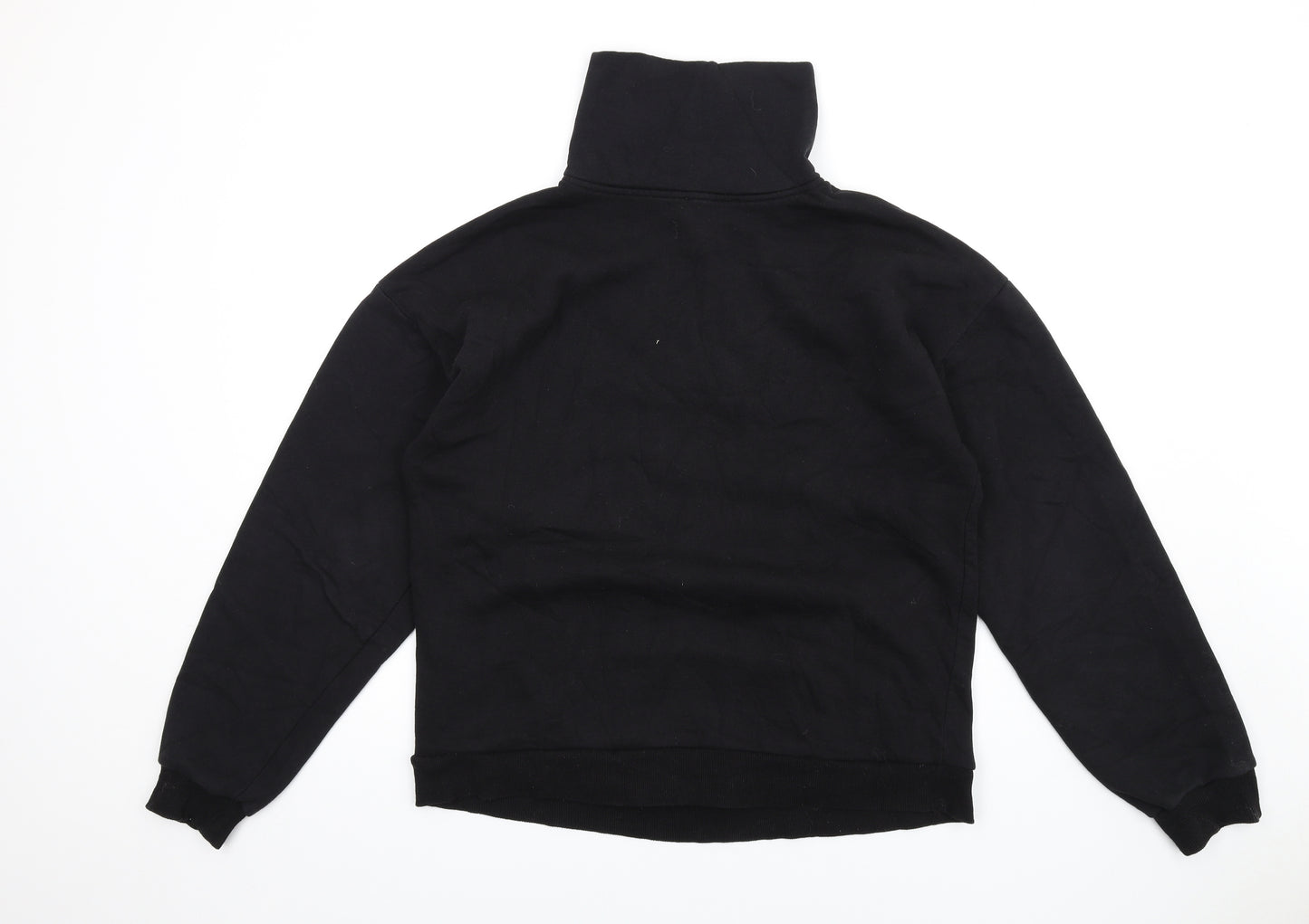 Boohoo Womens Black Cotton Pullover Sweatshirt Size L Zip
