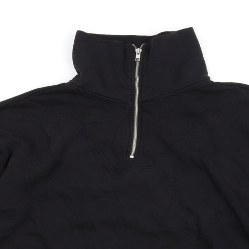 Boohoo Womens Black Cotton Pullover Sweatshirt Size L Zip