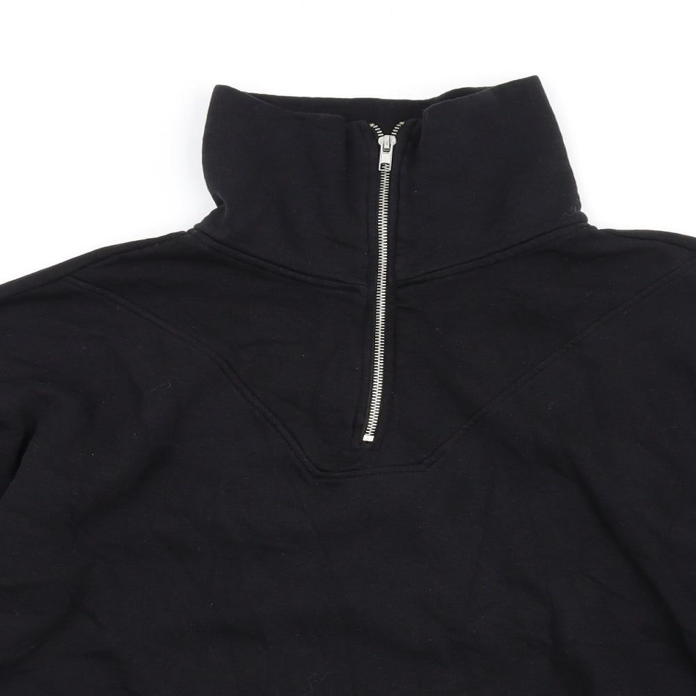 Boohoo Womens Black Cotton Pullover Sweatshirt Size L Zip