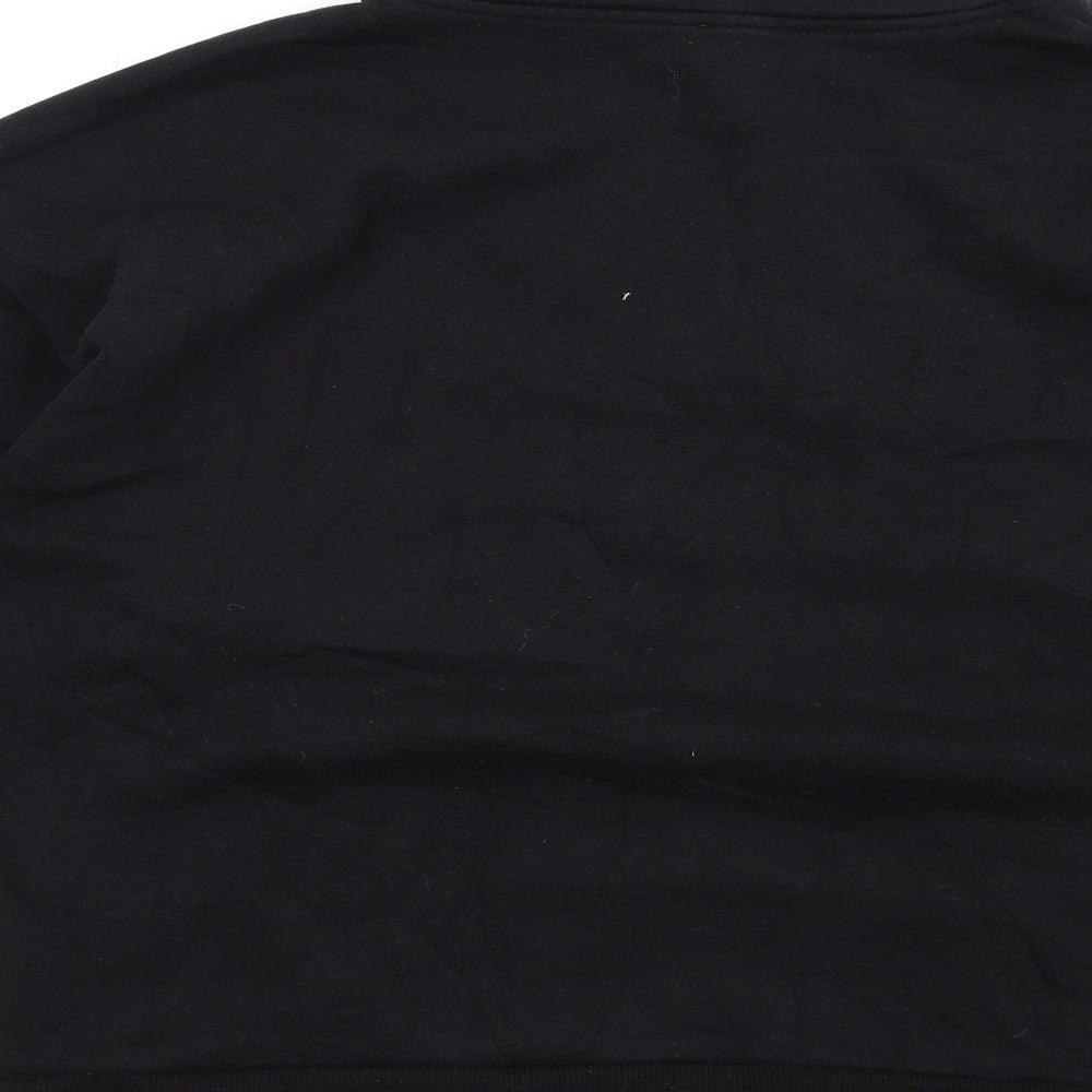 Boohoo Womens Black Cotton Pullover Sweatshirt Size L Zip