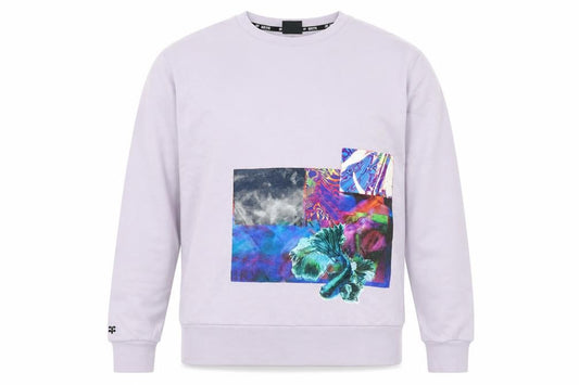 Front view of Bravian men’s purple cotton pullover sweatshirt, size L
